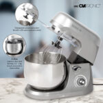 CLATRONIC Amasadora - CLATRONIC KM 3709, 1000 W, Totalmente variable velocidades, Gris - Imagen 4