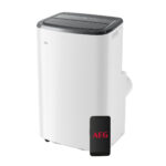 AEG Aire acondicionado portátil - AEG AXP26U559HW Conectividad, Deshumidificador + calefacción, Silencioso, 9000 fg/h, 3 velocidades, 30 m², 61 dB(A),