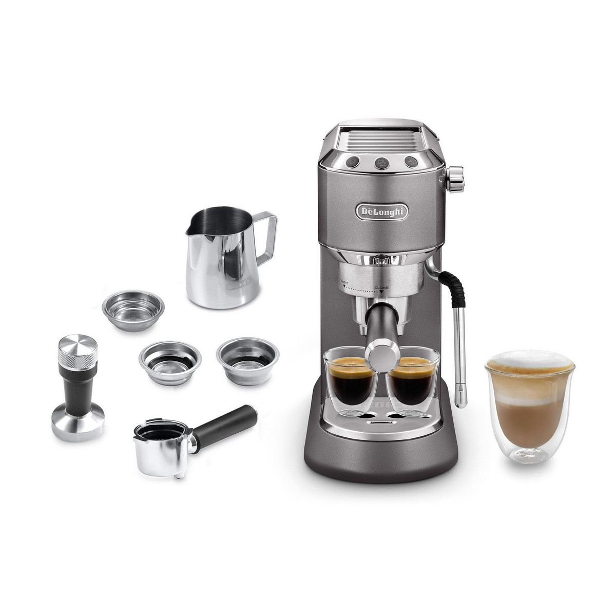 105030835_1 DELONGHI Cafetera express - DELONGHI EC885.GY, 15 bar, 1350 W, 2 tazas, Inox - Imagen 1