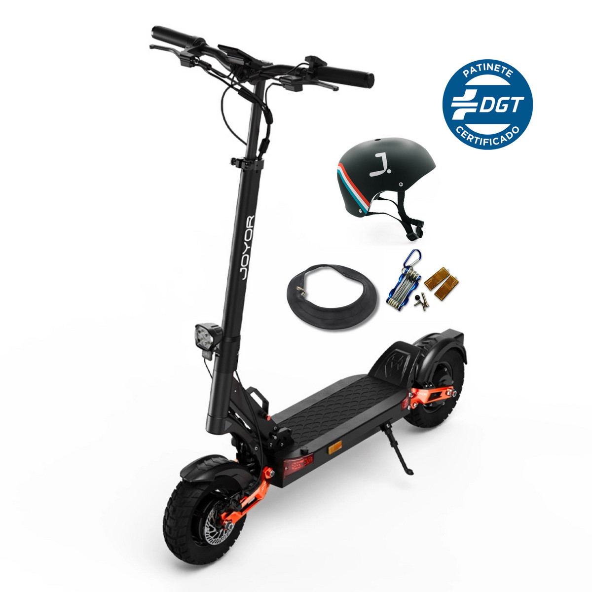 105246357_1 JOYOR Patinete eléctrico - JOYOR T-PRO DGT con homologación para circular por carretera (DGT) + Casco, Carga máx. 120 kg, Hasta 90 km autonomía, 8 mAh - Imagen 1