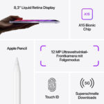 APPLE iPad mini, 64 GB, Púrpura, 8,3 " HD, 3 GB RAM, Apple, A15, Tablet iPadOS - Imagen 6
