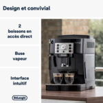 DE Cafetera automática - DE LONGHI ECAM 22.140.B, 15 bar, 1450 W, 2 tazas, Negro - Imagen 2