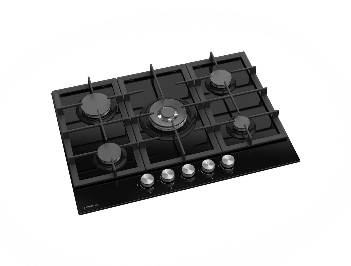 126703501_1 INFINITON Placa de gas - INFINITON 78GLN52, 5 zonas, Propane/butane, 500 mm, Negro - Imagen 1
