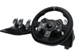 Logitech Volante - Logitech G G920 Driving Force Racing Wheel, Pedales ajustables, Para Xbox One/PC, Force Feedback, Giros de 900º, Negro