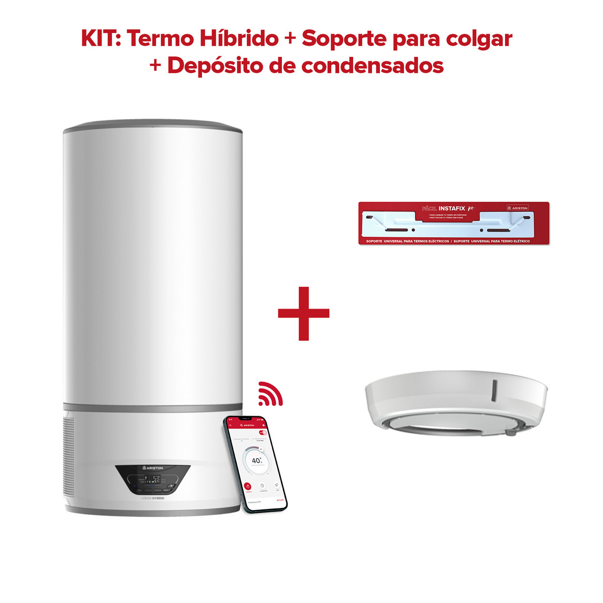 134600529_1 LYDOS Termo eléctrico - LYDOS HYBRID 80L + VASCHETTA COND. + INSTAFIX ARISTON, 80 l, Blanco - Imagen 1