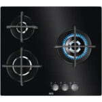 AEG Placa de gas - AEG HKB63320NB, 3 zonas, Gas Natural, 590 mm, Cristal negro