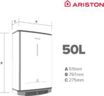 VELIS Termo Eléctrico - VELIS TECH DRY WIFI 50 ES EU ARISTON, 50 l, Gris - Imagen 3