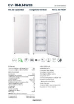 Ficha técnica Congelador vertical - INFINITON CV-184L14WEB, 155 l, 143,4 cm, Blanco - Imagen 3