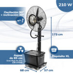 HJM Ventilador nebulizador - HJM VIT990, Para Terrazas 30-50 m², Depósito de 40 L, Spray Regulable, 210 W, 3 velocidades, Negro - Imagen 4