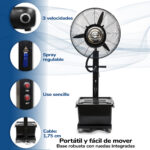 HJM Ventilador nebulizador - HJM VIT990, Para Terrazas 30-50 m², Depósito de 40 L, Spray Regulable, 210 W, 3 velocidades, Negro - Imagen 5