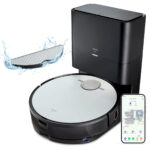 MEDION Robot friegasuelos - MEDION X50 SW, 30 W, Potencia de succión 8 kPa, Depósito 0,45 l, Autonomía 200 min, Negro, Blanco