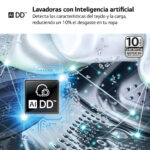 LG Lavadora carga frontal - LG F4WR5009A6M.AMBQPES, 9 kg, 1400 rpm, 12 programas, Inox grafito antihuellas - Imagen 4