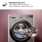 LG Lavadora carga frontal - LG F4WR5009A6M.AMBQPES, 9 kg, 1400 rpm, 12 programas, Inox grafito antihuellas - Imagen 7