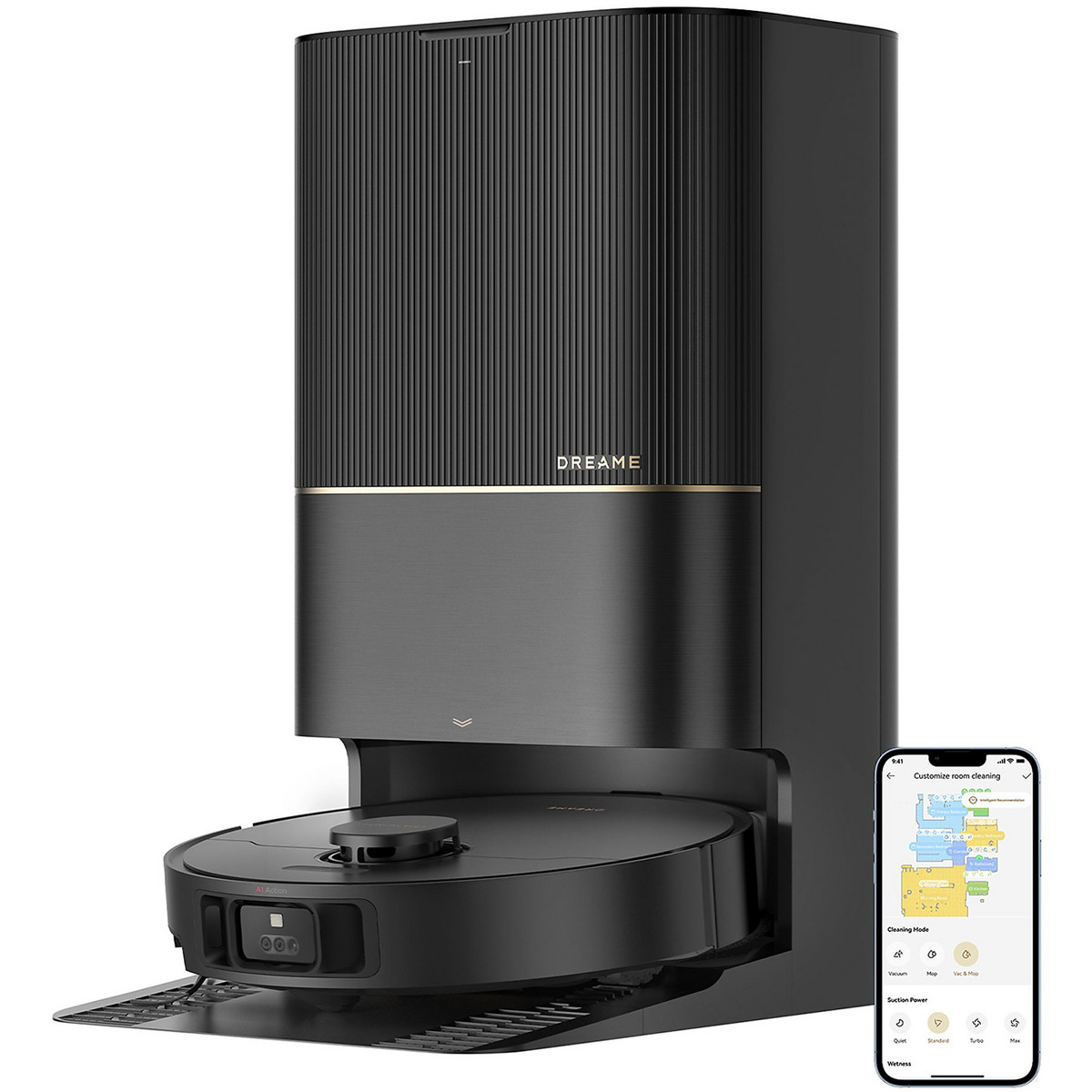 140104234_1 DREAME Robot aspirador - DREAME X40 Ultra Complete, 75 W, Potencia de succión 12 kPa, Depósito 3,2 l, Autonomía 240 min, Negro - Imagen 1