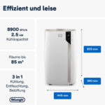DE Aire acondicionado portátil - DE LONGHI Pingüino EX93 Extreme, 8900 fg/h, 3 velocidades, 83 m³, 60 dB(A), Blanco - Imagen 6