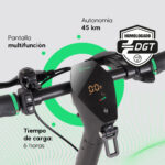 Youin Patinete eléctrico - Youin YOUISC4002, Pot. máx. 800 W, Carga máx. 120 kg, 45 km autonomía, 12500 mAh, Negro - Imagen 4