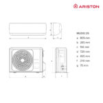 ARISTON Split 1x1 - ARISTON ALYS MUDO25 ++, Frío/Calor, WiFi, Autolimpieza, Función deshumidificador, Modo silencioso, Función Inverter, White - Imagen 2