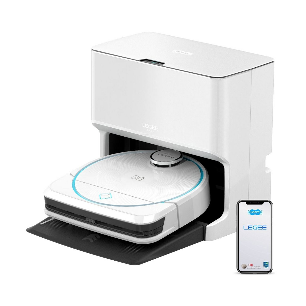 141102977_1 SMARTBOT Robot friegasuelos - SMARTBOT HOBOT HOBOT LEGEE-D8 PRO, 19 V, Potencia de succión 5000 kPa, Depósito 500 ml, Autonomía 190 min, Blanco - Imagen 1