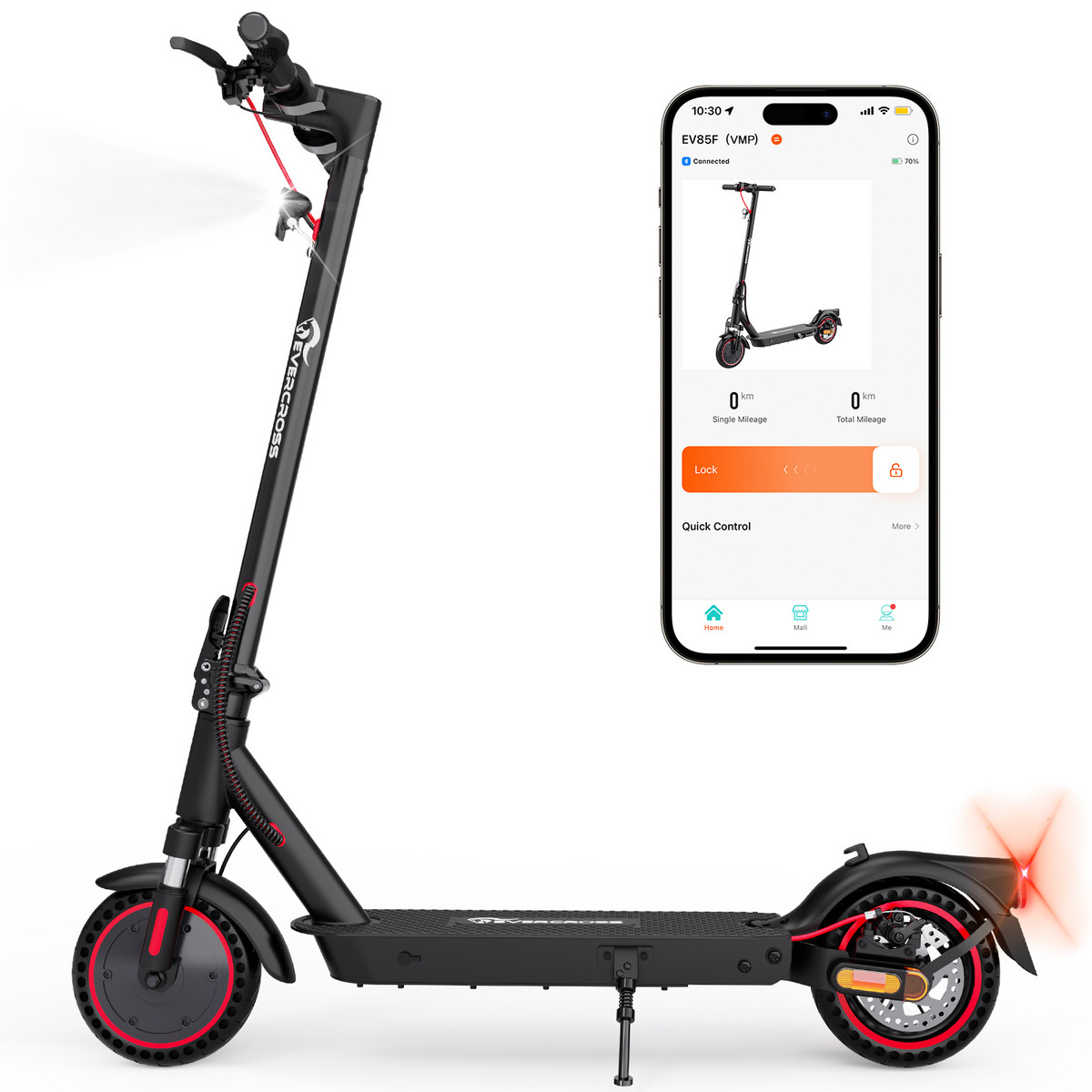 141388113_1 EVERCROSS Patinete eléctrico - EVERCROSS TECH EV85F homologado, Pot. máx. 350 W, Carga máx. 120 kg, 7800 mAh, Negro rojo - Imagen 1