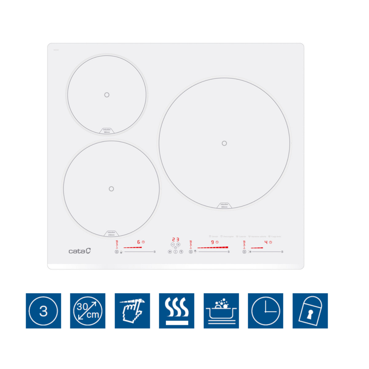 141482254_1 CATA Placa de inducción - CATA INSB 6003 E2 WH, 3 zonas, 59 cm, Blanco - Imagen 1