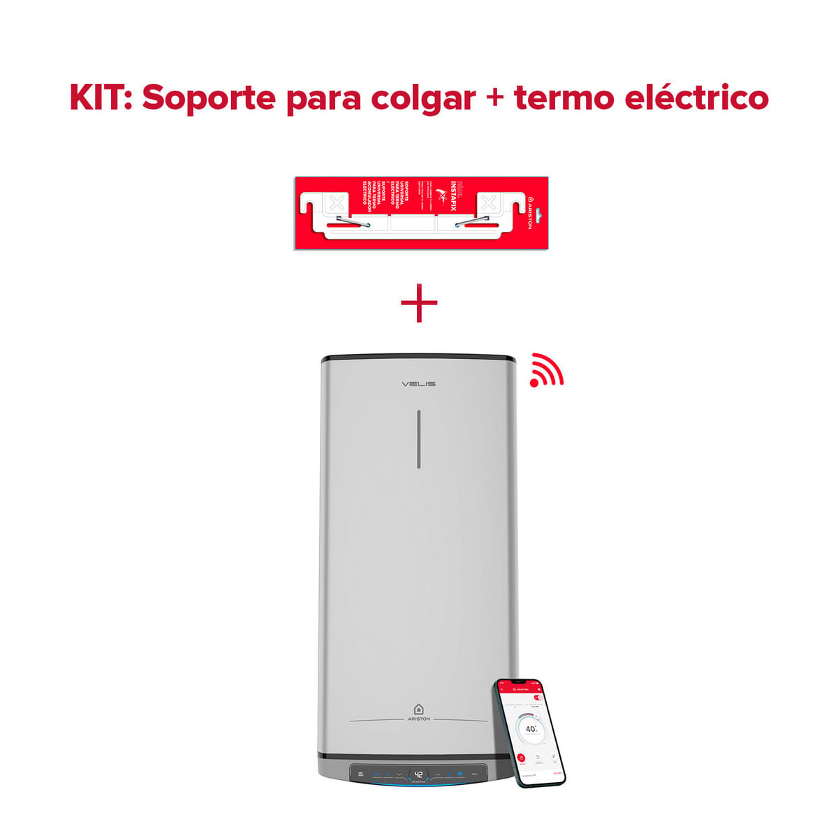141543810_1 VELIS Termo Eléctrico - VELIS TECH DRY WIFI 80 ES EU + INSTAFIX ARISTON, 80 l, Gris - Imagen 1