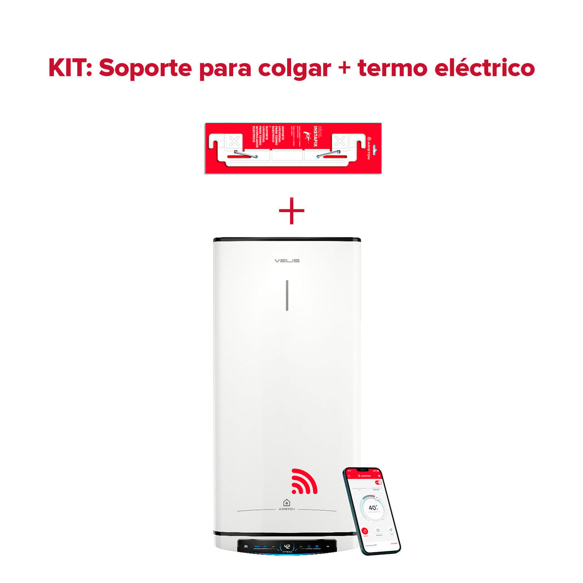 141543838_1 VELIS Termo Eléctrico - VELIS PRO WIFI 50 ES EU + INSTAFIX ARISTON, 50 l, Blanco - Imagen 1