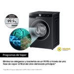 SAMSUNG Lavadora carga frontal - SAMSUNG WW90DG6U85LB, 9 kg, 1400 rpm, 26 programas, Negro - Imagen 7