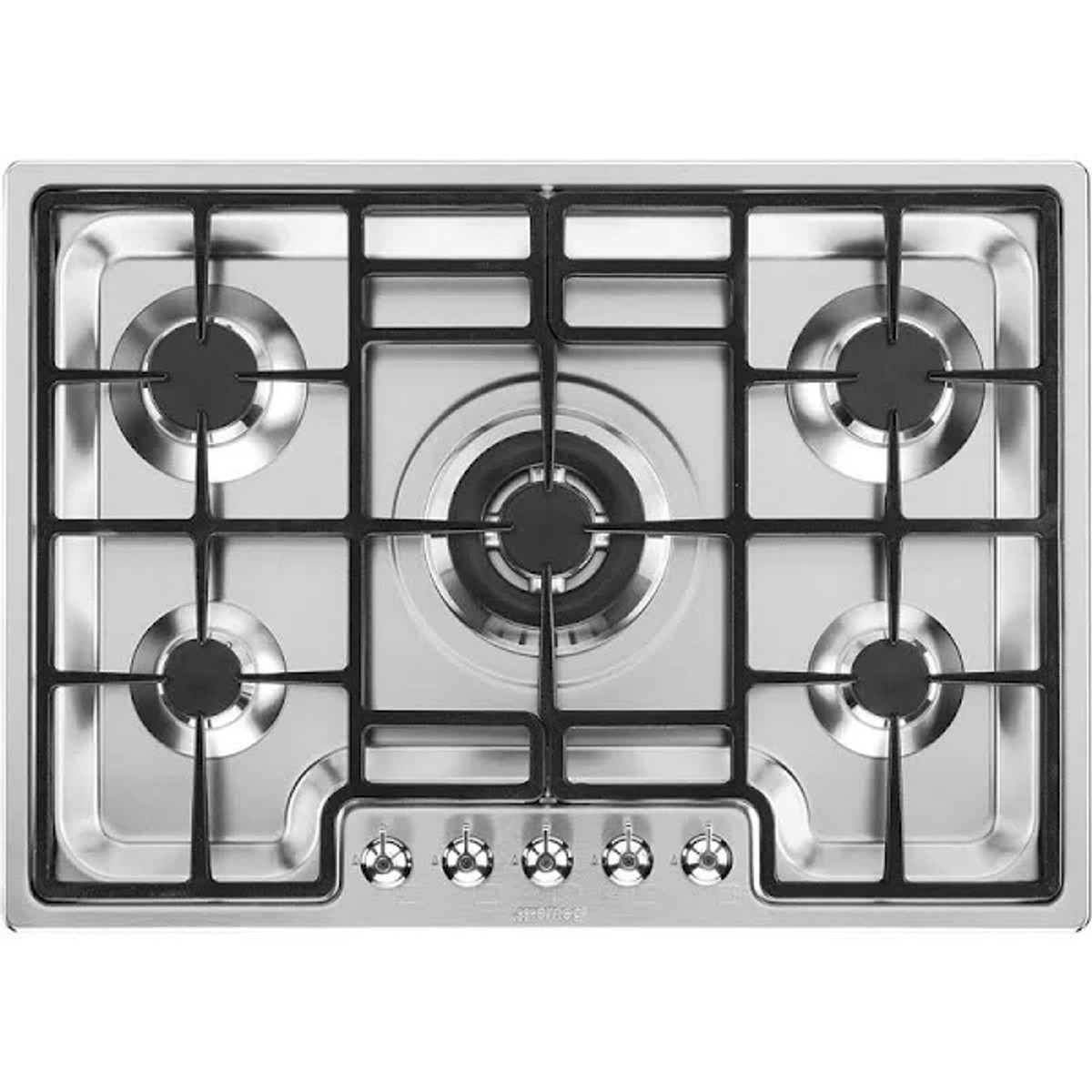 142534667_1 SMEG Placa de gas - SMEG PGF75-4, 5 zonas, Gas natural, GLP (gas licuado de petróleo), 720 mm, Acero inoxidable - Imagen 1