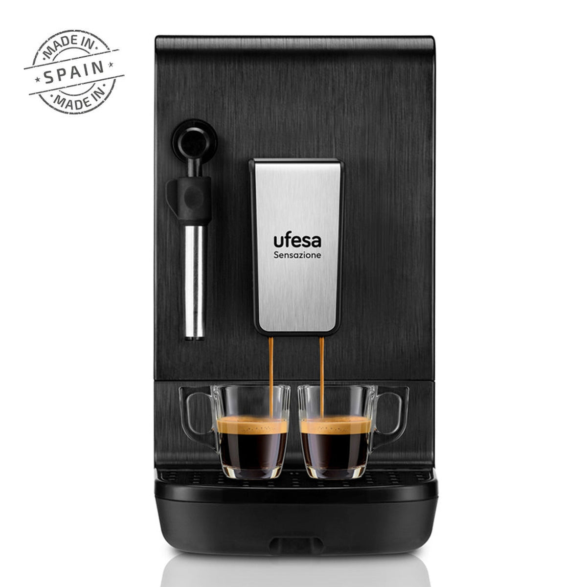 143872552_1 UFESA Cafetera superautomática - UFESA Sensazione, 20 bar, 1550 W, Negro y Plata - Imagen 1