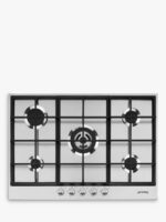 SMEG Placa de gas - SMEG PX175, 5 zonas, Gas Natural Gas Butano Gas Propano, 72,5 cm, Acero inoxidable