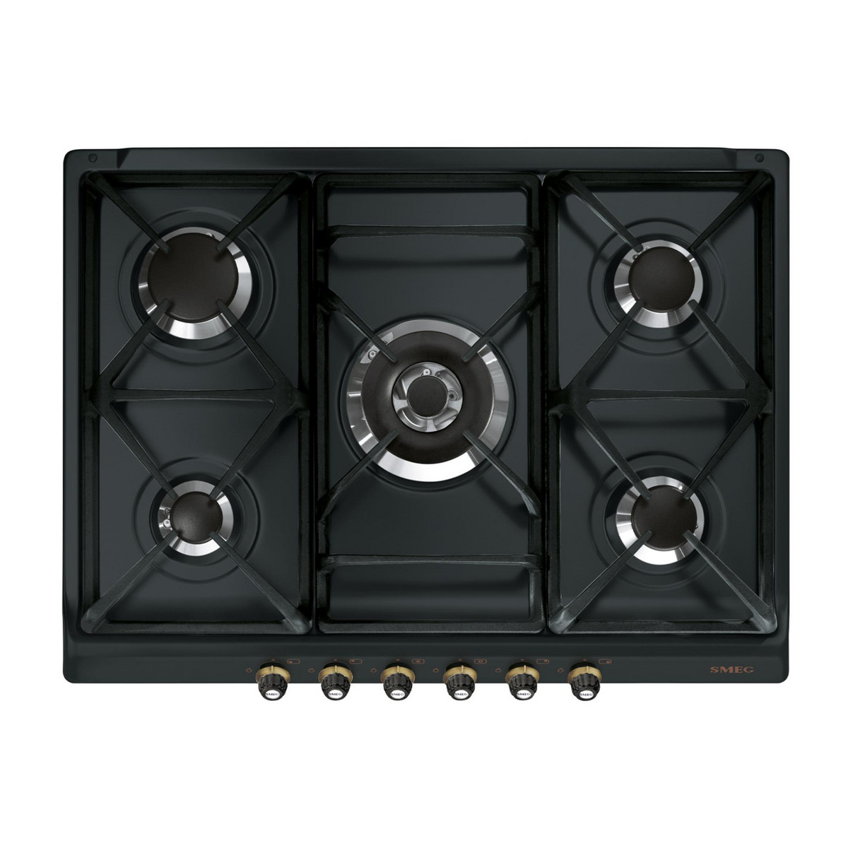 144359167_1 SMEG Placa de gas - SMEG SR775AO, 5.0000 zonas, Gas Natural Gas Butano Gas Propano, 68,5 cm, Gris - Imagen 1