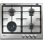 WHIRLPOOL Placa de gas - WHIRLPOOL 213616182, 4 zonas, NG + LPG (Propane/Butane), 590 mm, Acero inoxidable