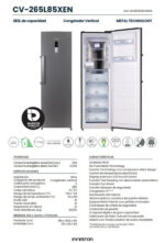 INFINITON Congelador vertical - INFINITON CV-265L85XEN, 282 l, 185 cm, Inox - Imagen 3