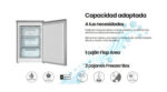Ficha técnica Congelador vertical - INFINITON CV-88L8XEH, 85 l, 84,5 cm, Inox - Imagen 7