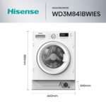HISENSE Lavadora secadora integrable - HISENSE WD3M841BWIES, 8 kg + 6 kg, Blanco - Imagen 2