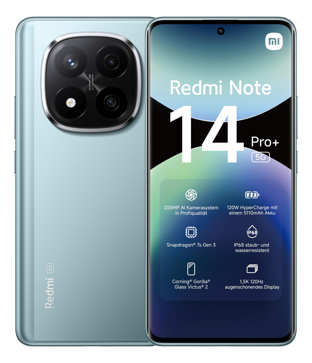 148703912_1 XIAOMI Redmi Note 14 Pro+ 5G, Azul ártico, Móvil HyperOS, 512 GB, 12 GB RAM, 6,67 " AMOLED 1.5K, Snapdragon 7s Gen 3., 5110 mAh - Imagen 1