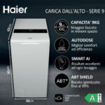 HAIER Lavadora carga superior - HAIER HW90-BPD13386U-S, 9 kg, 1300 rpm, 12 programas, Blanco - Imagen 3