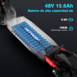 HITWAY Patinete eléctrico - HITWAY H9 Electric Scooter, batería 15,6-27Ah, 3 velocidades, intermitentes, neumáticos todoterreno 10", Pot. máx. 800 W, - Imagen 4