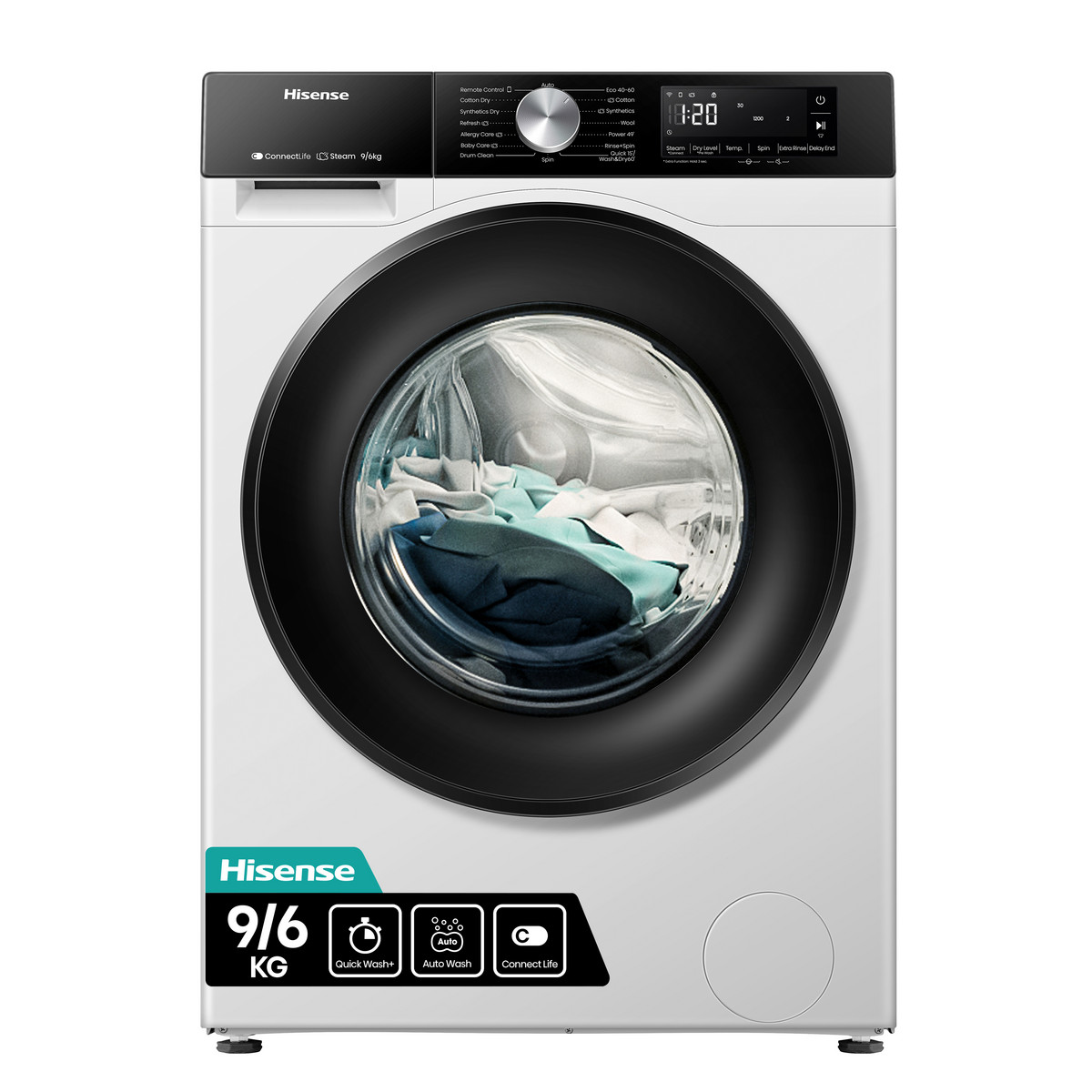 149712299_1 HISENSE Lavasecadoras - HISENSE WD3S9043BW3, 9 kg + 6 kg, Blanco - Imagen 1