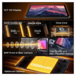 Cortex OUKITEL RT9 Tablet Rugerizada, 256 GB, Negro, 10,1 " WQVGA, 6 GB RAM, Unisoc Tiger T606 2X1.6GHz- Cortex-A75 6X1.6GHz-Cortex-A55, Tablet Androi - Imagen 2