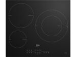Beko Placa inducción - Beko HIIS63206M, 3 zonas, Zona grande 28 cm, Función Booster, Stop&Go, 60 cm, Negro