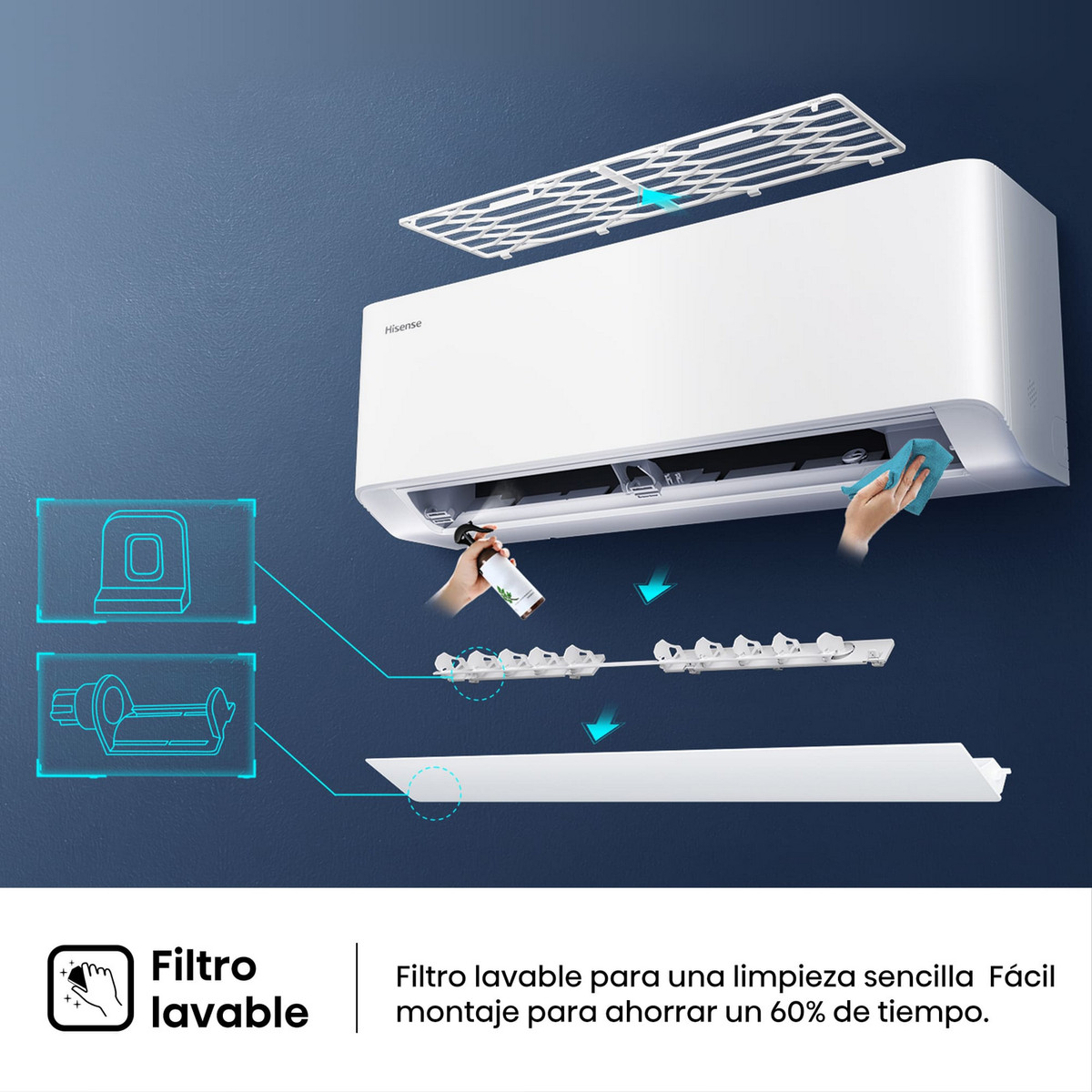 152097848_1 HISENSE Aire acondicionado Split 1 x 1 - HISENSE HB25XU0A, 2500 fg/h, Función Inverter, Blanco - Imagen 1