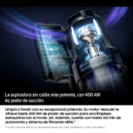 SAMSUNG Aspirador escoba - SAMSUNG VS90F40DEK, 400 W, Potencia de succión 400 AirWatt, Depósito 2,5 l, Autonomía 160 min, Negro - Imagen 4