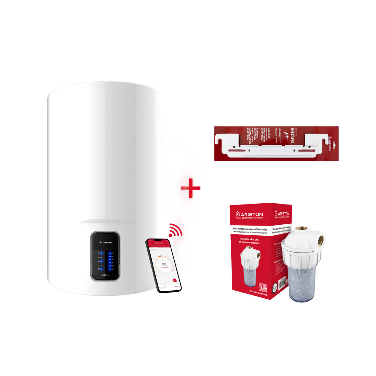 154245184_1 LYDOS Termo Eléctrico - LYDOS WIFI 100 V 1,5K EU + INSTA + POLIF ARISTON, 100 l, Blanco - Imagen 1