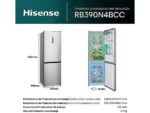 Hisense Frigorífico combi - Hisense RB390N4BCC, No Frost, 186 cm, 304 l, Micro Vents Cooling, Motor Inverter, Inox - Imagen 3