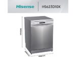 Hisense Lavavajillas - Hisense HS623D10X, 14 servicios, 7 programas, 60 cm, Media Carga, Tercera bandeja, Inox - Imagen 2