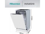 Hisense Lavavajillas integrable - Hisense HV543D10, 11 servicios, 7 programas, 44.8 cm, Tercera bandeja, Inverter, Sin Panelar - Imagen 3