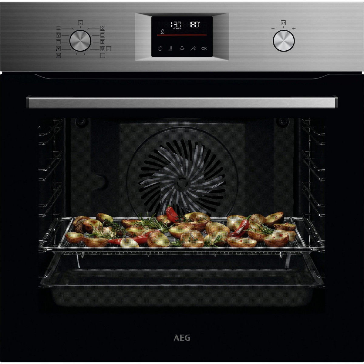 156759224_1 AEG Horno multifunción - AEG Series 6000 OS6PB51AM, Integrable, Pirolítico, 71 l, 595 mm, Negro, Acero inoxidable - Imagen 1