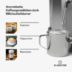 KLARSTEIN Cafetera espresso - KLARSTEIN GrandPresso, 20 bar, 1350 W, Acero Inoxidable - Imagen 4