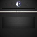 Bosch Horno compacto con microondas - Bosch CMG7761B1, Convencional, Limpieza Pirolítica y con agua, 45 l, Aire caliente 4D, Home Connect , 60 cm, Neg